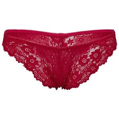 Le Cabaret Трусы Бразильяна кружевные с низкой посадкой, размер 40-42, малиново-красный