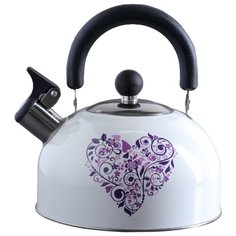 Доляна Чайник со свистком Сердце 1.9 л белый