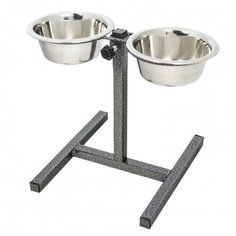 Подставка Triol 9030/30281001 с двумя мисками 200 мл черный/серебристый