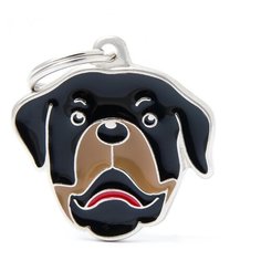 Адресник на ошейник My Family Colors Friends Ротвейлер черный/бежевый/серебристый