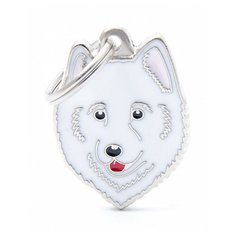 Адресник на ошейник My Family Colors Friends Самоедская собака белый/серебристый