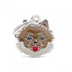 Адресник на ошейник My Family Colors Friends Померанский шпиц бежевый/серебристый