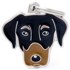 Адресник на ошейник My Family Colors Friends Доберман черный/коричневый/серебристый