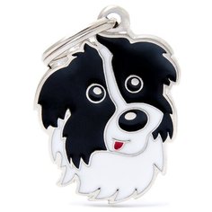 Адресник на ошейник My Family Colors Friends Бордер-колли белый/черный