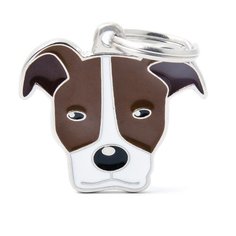 Адресник на ошейник My Family Colors Friends Питбуль коричневый/белый/черный