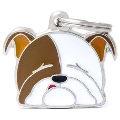 Адресник на ошейник My Family Colors Friends Английский бульдог белый/коричневый