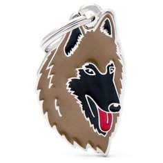 Адресник на ошейник My Family Colors Friends Бельгийская овчарка коричневый/черный/красный