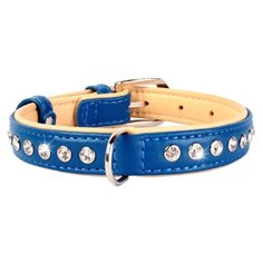 Ошейник COLLAR Brilliance со стразами премиум 3058/3102/3108/3801 30-39 см синий/бежевый
