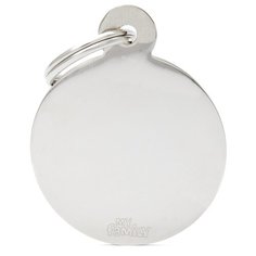 Адресник на ошейник My Family Colors Basic круглый большой хромированный