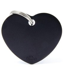 Адресник на ошейник My Family Colors Basic Сердце большое черный