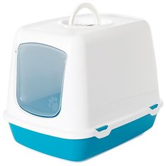 Туалет-домик для кошек SAVIC Oscar 50х37х39 см белый/голубой 1 шт.