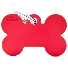 Адресник на ошейник My Family Colors Basic Косточка большая красный