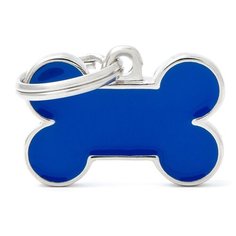 Адресник на ошейник My Family Colors Basic Handmade Косточка малая синий