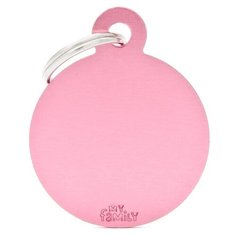 Адресник на ошейник My Family Colors Basic круглый большой розовый