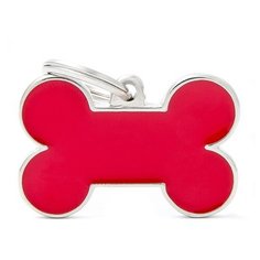 Адресник на ошейник My Family Colors Basic Handmade Косточка большая красный