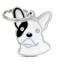 Адресник на ошейник My Family Colors Friends Французский бульдог белый/черный/серебристый