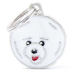 Адресник на ошейник My Family Colors Friends Бишон фризе белый/серебристый