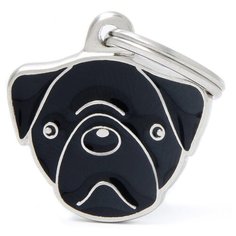 Адресник на ошейник My Family Colors Friends Мопс черный