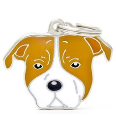 Адресник на ошейник My Family Colors Friends Американский стаффордширский терьер бежевый/белый