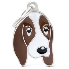 Адресник на ошейник My Family Colors Friends Бассет-хаунд коричневый/белый