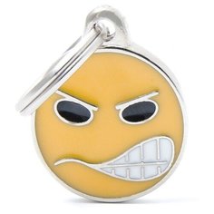 Адресник на ошейник My Family Colors Charms Смайлик Angry желтое