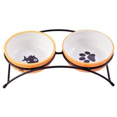 Подставка КерамикАрт с двумя мисками 2* 290 мл оранжевый