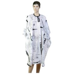 Парикмахерский пеньюар DEWAL Ножницы белый/черный