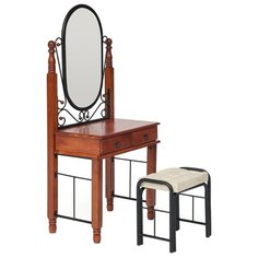 Столик TetChair AT-992 (DT-5), ДхШ: 76 х 41 см, черный/красный дуб