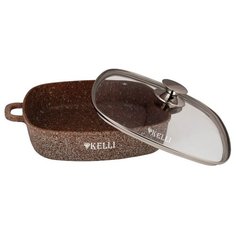 Сотейник Kelli KL-4059-28 28 см, с крышкой, коричневый