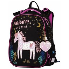 Berlingo ранец Expert Real unicorn, черный/розовый