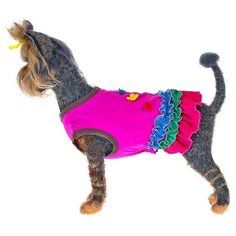 Платье для собак HappyPuppy Лола L розовый/зеленый/голубой