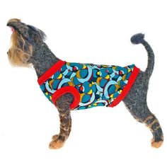 Майка для собак HappyPuppy Абстракция L голубой/желтый/красный