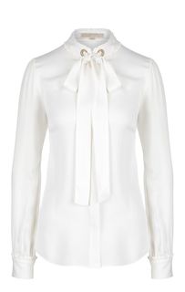 Белая шелковая блуза с длинными рукавами Michael Michael Kors