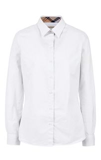 Белая хлопковая рубашка в классическом стиле Barbour