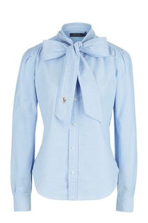 Синяя хлопковая рубашка на пуговицах Polo Ralph Lauren