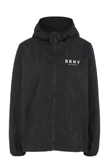 Ветровка черного цвета с капюшоном Dkny