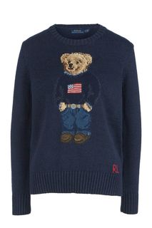 Синий джемпер из хлопка и льна Polo Ralph Lauren