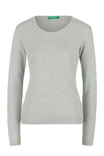 Джемпер из хлопка серого цвета United Colors of Benetton