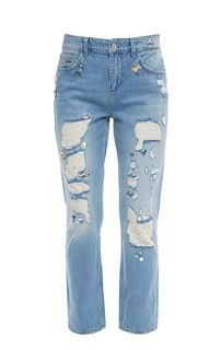 Синие джинсы с декоративной отделкой Bottom Up New Precious Liu Jo