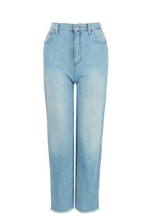 Зауженные синие джинсы с необработанным краем Mom Trussardi Jeans