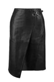 Черная кожаная юбка с запахом Karl Lagerfeld