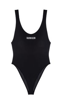 Черный купальный костюм с логотипом бренда Calvin Klein
