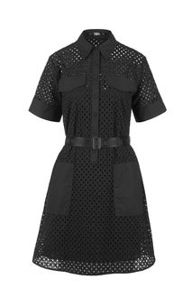 Черное хлопковое платье с короткими рукавами Karl Lagerfeld
