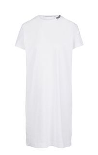 Белое хлопковое платье-футболка с вышивкой Calvin Klein Jeans