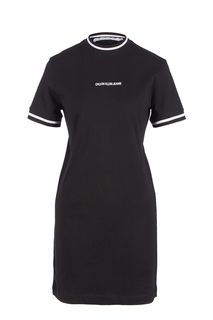 Черное хлопковое платье-футболка Calvin Klein Jeans