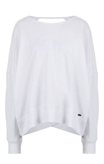Хлопковый свитшот оверсайз с вырезом на спине Dkny