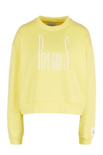 Желтый свитшот из хлопка с принтом Dua Lipa x Pepe Jeans