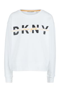 Белый свитшот с логотипом бренда Dkny