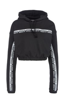 Укороченная хлопковая толстовка черного цвета Adidas Originals