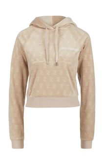 Толстовка из бежевого бархата с капюшоном Juicy by Juicy Couture